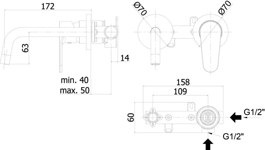 Смеситель для раковины Paffoni Green с внутренней частью - фото 2
