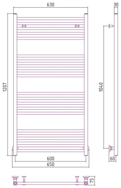 Полотенцесушитель водяной Сунержа Модус 60х120 см без покрытия, современные, hi-tech - фото 2