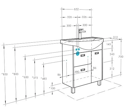 Тумба под раковину напольная Акватон Бекка 70 см 2 ящика, 1 дверца, в наличии - фото 2