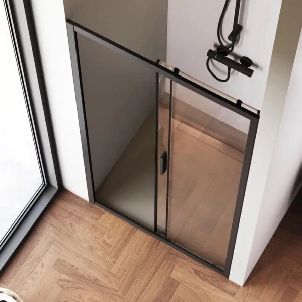 Душевая дверь в нишу AM.PM Gem Solo 100 см профиль черный стекло прозрачное, раздвижные - фото 6