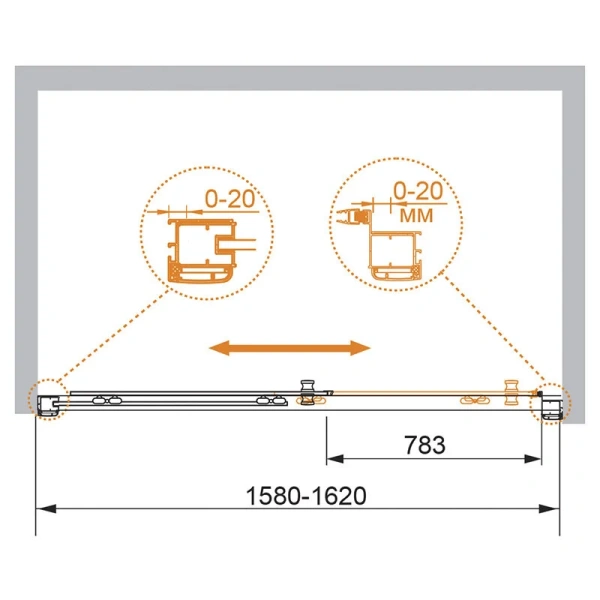Душевая дверь в нишу Cezares Anima 160 см с прозрачным стеклом, современные, hi-tech - фото 2