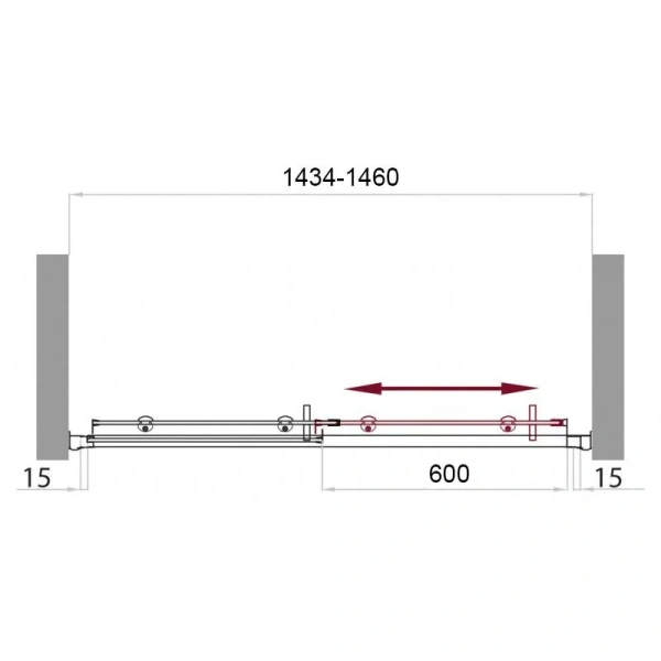 Душевая дверь в нишу BelBagno Uno 145 см профиль хром стекло рифленое, раздвижные - фото 5