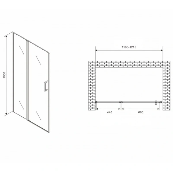 Душевая дверь в нишу Abber Sonnenstrand 120 см профиль черный, современные, hi-tech - фото 2