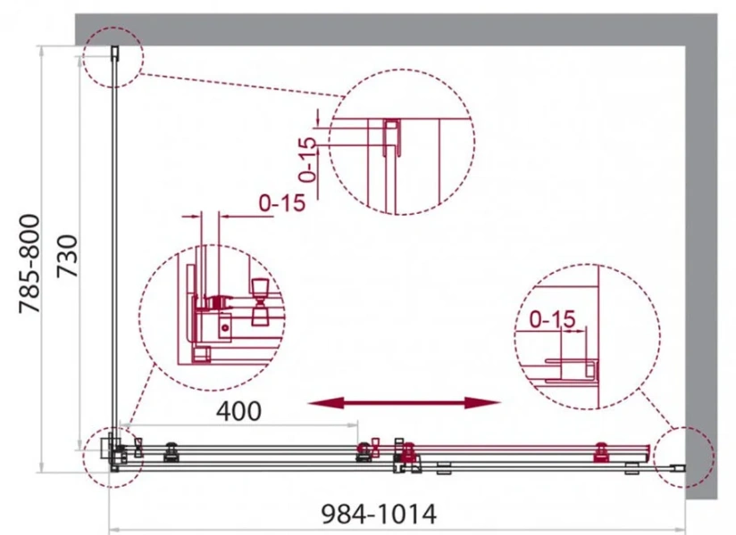 Душевой уголок BelBagno Acqua 100x80 см с прозрачным стеклом - фото 2