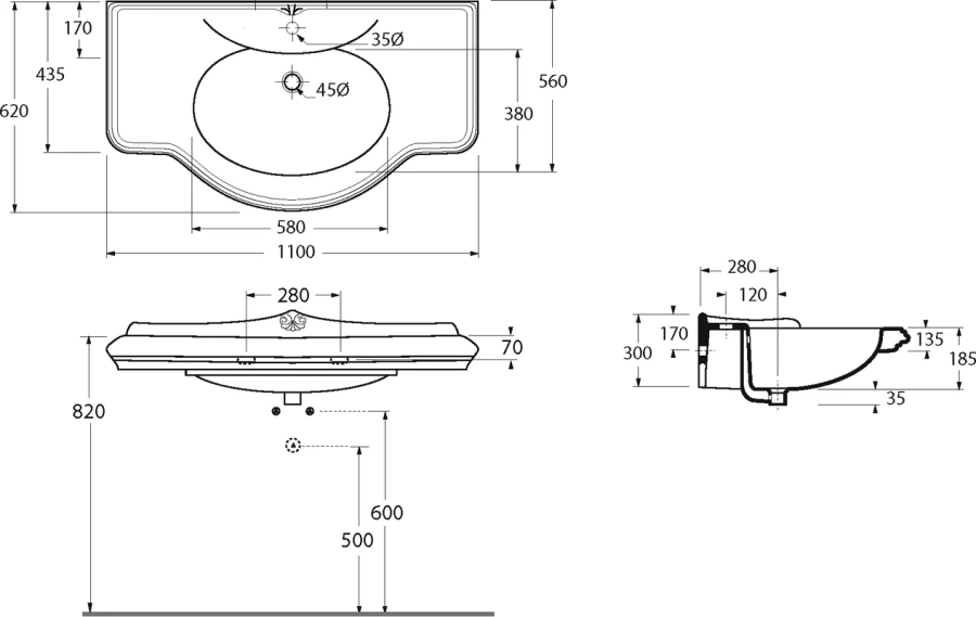 Раковина Migliore Impero 25725 110 см белая - фото 3