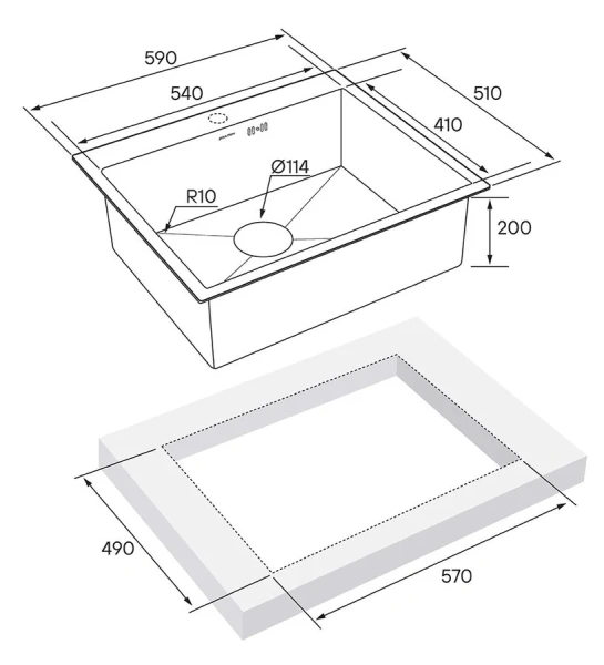 Мойка для кухни Paulmark Brim 59 см нержавеющая сталь, врезные - фото 2