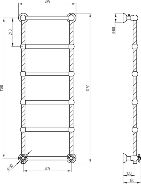 Полотенцесушитель электрический Migliore Edera 49х126 см золото, подключение слева - фото 2