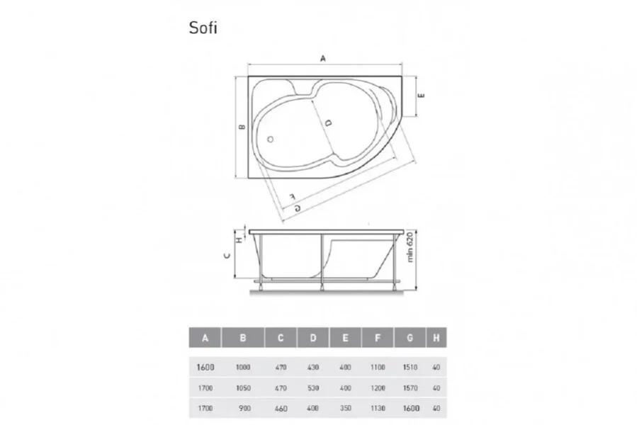 Ванна акриловая Relisan Sofi L, Гл000026214, 170 х 90 см, белая - фото 3