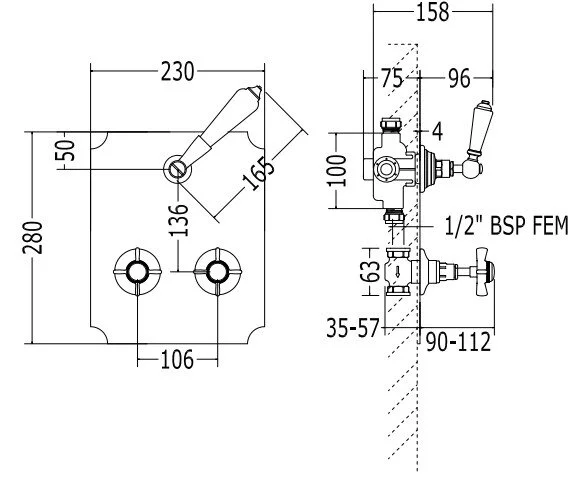 Смеситель для душа с запорным вентилем Devon&Devon DE348COV - фото 2