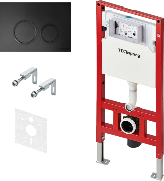 Инсталляция для унитаза Tece TECEspring R с черной клавишей - фото 1