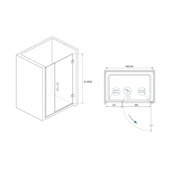 Душевая дверь в нишу RGW Hotel HO-012 90 см профиль хром, стекло прозрачное, современные, hi-tech - фото 2