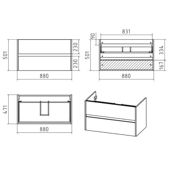 Тумба под раковину подвесная Misty Алиса 90 см белая - фото 2