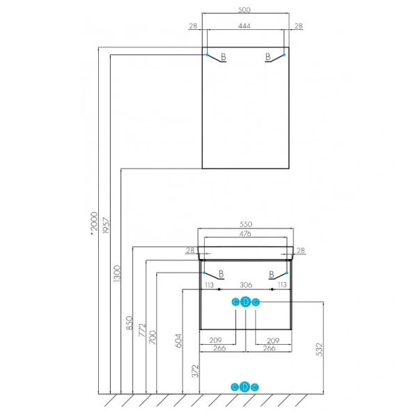 Тумба с раковиной подвесная Акватон Асти 1A263101AXD70 55 см с выдвижным ящиком, в наличии - фото 2