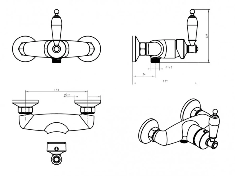 Смеситель для душа Boheme Vogue Crystal золото, для душа - фото 2