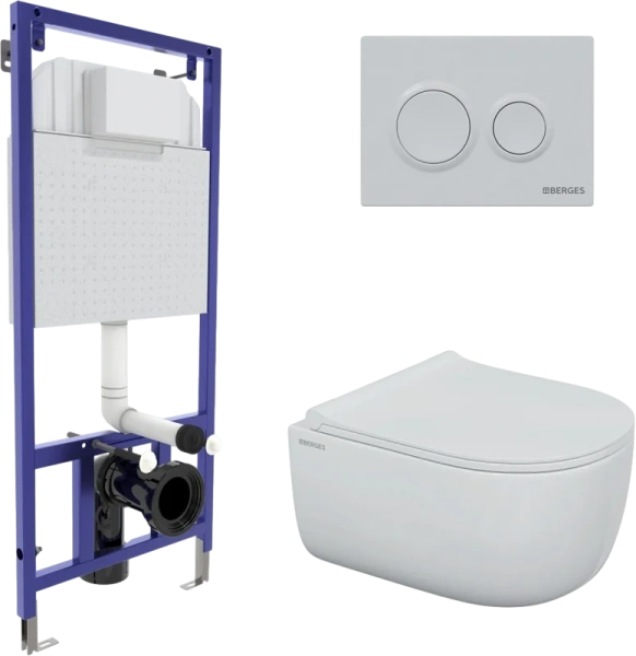 Унитаз с инсталляцией BERGES Ego с сиденьем микролифт - фото 1