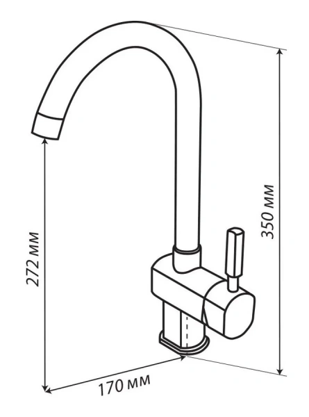Смеситель для кухни Акватон Лиам серый шелк, для кухни - фото 2