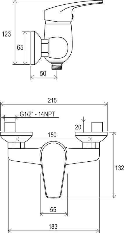 Смеситель настенный для душа без гарнитуры 150 мм Ravak NEO NO 032.00-150 X070018 - фото 2