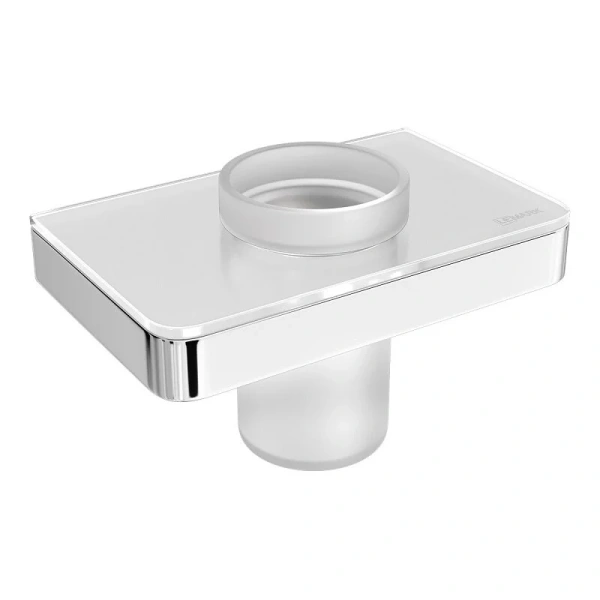 Стакан для ванной Lemark Glass line хром/белое стекло - фото 1