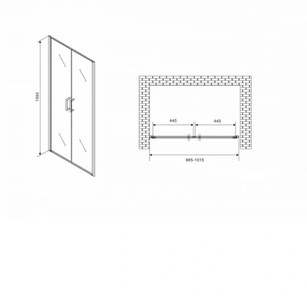 Душевая дверь в нишу Abber Sonnenstrand 100 см профиль хром, современные, hi-tech - фото 2