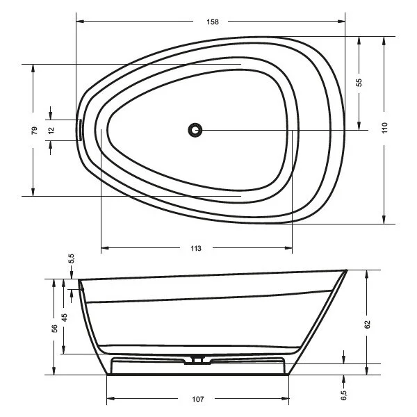 Ванна из искусственного камня Riho Toledo 158 x 110 см B126001105, белая - фото 2
