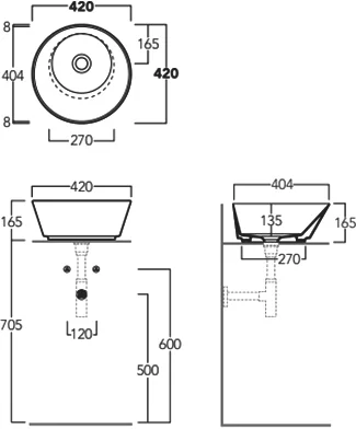 Раковина консоль Simas Wave WA01 bi*0 42 см круглая - фото 3