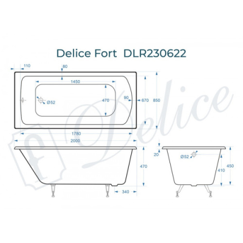 Ванна чугунная Delice Fort DLR230622 200x85 см с защитным покрытием - фото 3