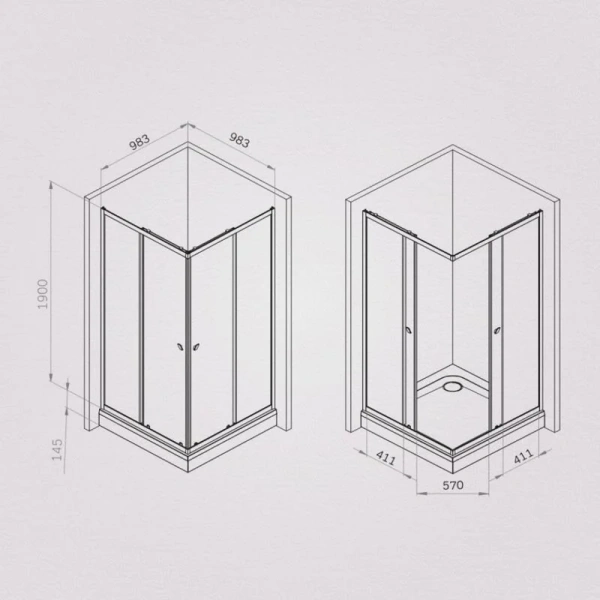Душевой уголок Am.Pm Sunny 100x100 см хром матовый - фото 2