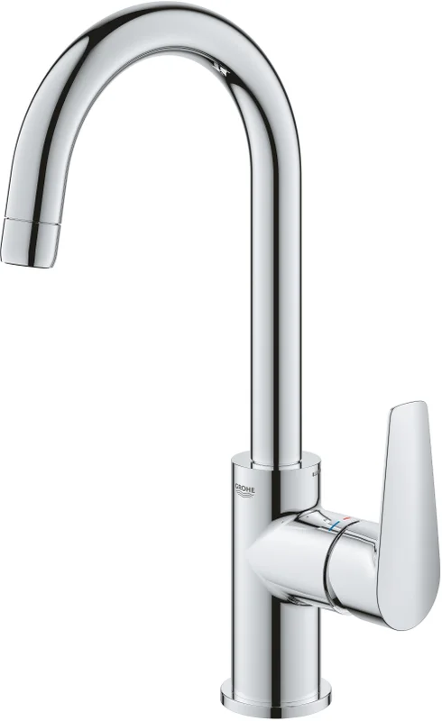 Смеситель для раковины Grohe BauEdge хром, высокие, из латуни, округлая форма, с донным клапаном - фото 5