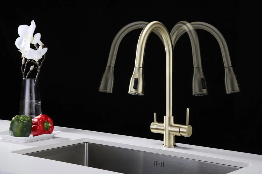 Смеситель для кухни Paulmark Lange бронза, на мойку, на столешницу - фото 6