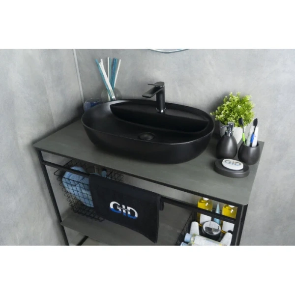Раковина GID Lago Bm1346 61 см черная, одинарные, недорогие - фото 8