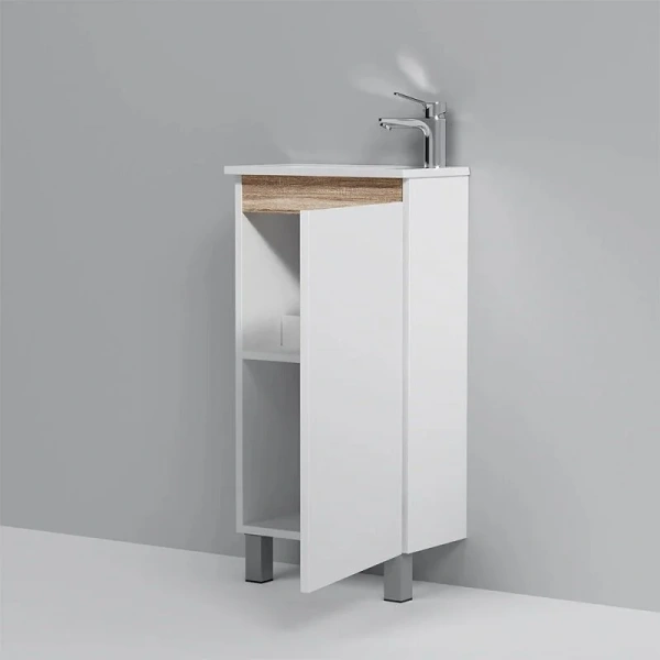 Тумба с раковиной напольная Am.Pm X-Joy M85AFSX0451WG 45 см с дверцей, комплект (набор), маленькая, узкая - фото 8