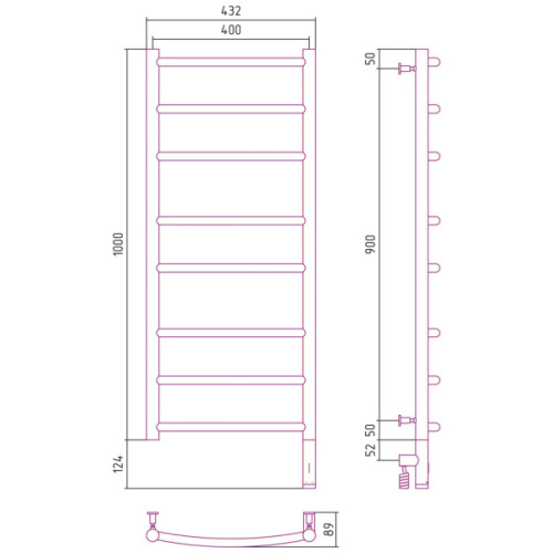 Схема, электрические с наружной вилкой, электрические скрытого подключения, правое подключение - фото 5