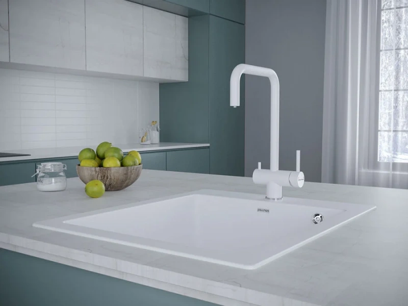 Смеситель для кухни Paulmark Wetter белый матовый, современные, hi-tech - фото 3
