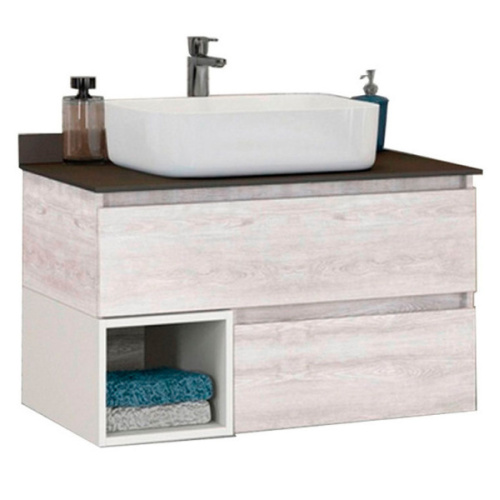 Тумба с раковиной подвесная Comforty Прага 75 см дуб белый - фото 1