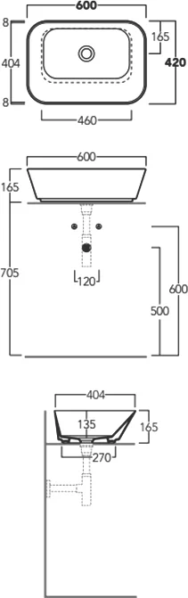 Раковина консоль Simas Wave WA04 bi*0 60 см прямоугольная - фото 3