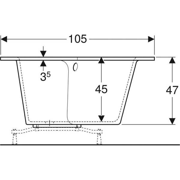 Ванна акриловая Geberit Renova Plan R/L, 170 х 105 см, белая, угловые, приставные, встраиваемые - фото 6