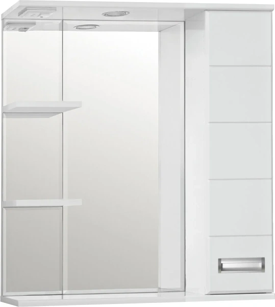 Зеркальный шкаф с подсветкой Style Line Ирис 75 см белый - фото 1