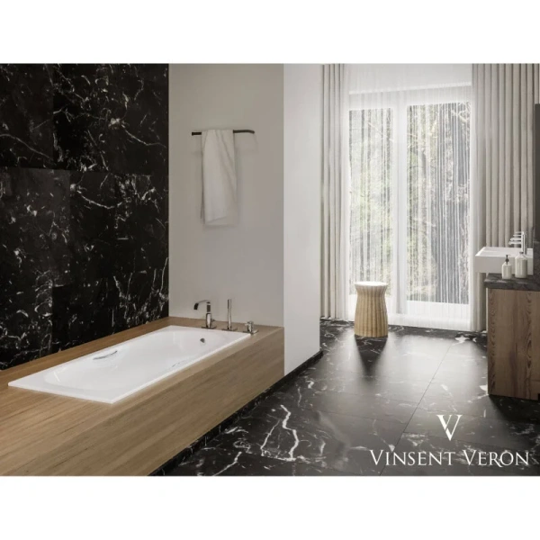 Чугунная ванна Vinsent Veron Aura VAU1707542H, 170 x 75 см, с отверстиями под ручки, цвет белый - фото 3