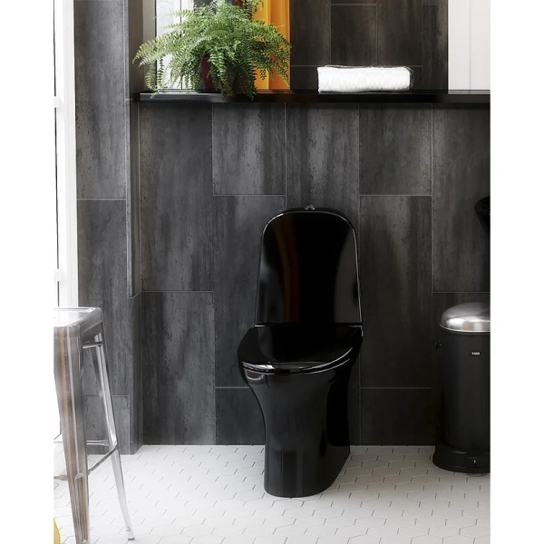 Унитаз компакт Gustavsberg Estetic безободковый черный, безободковые, сиденье с микролифтом , с антивсплеском, низкие - фото 5