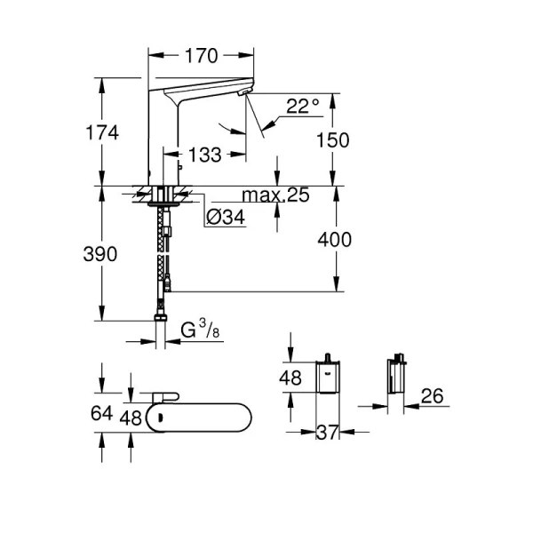 Смеситель для раковины Grohe Eurosmart Cosmopolitan 36422000 - фото 2
