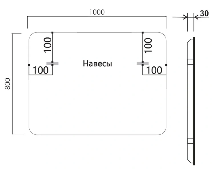 Зеркало с подсветкой Vincea 100 см без окантовки, без функции антизапотевания - фото 2