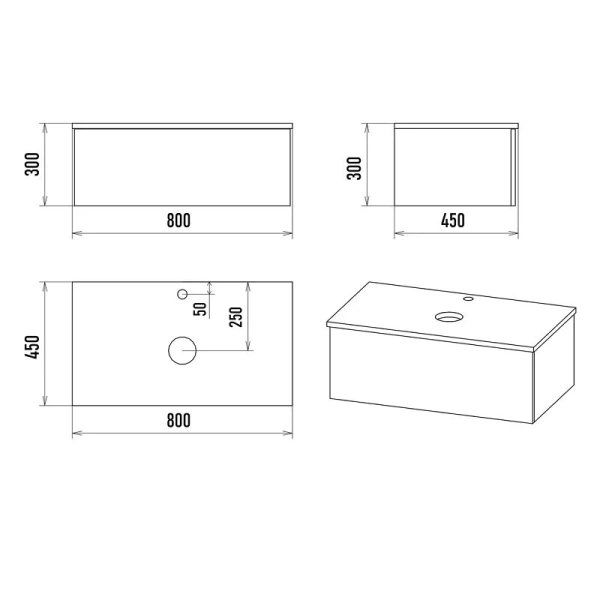 Тумба под раковину подвесная Misty Ива 80 см белый/дуб вотан, нет в наличии - фото 2