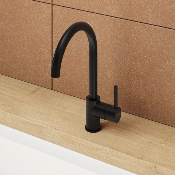 Смеситель для кухни VitrA Minimax S черный матовый, на мойку, на столешницу - фото 6