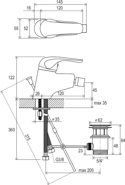 Смеситель для биде с донным клапаном Ravak Rosa RS 055.00 X070013 - фото 4