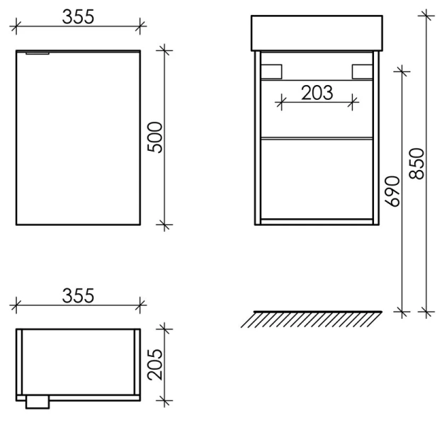 Тумба под раковину подвесная Sancos Mini 35 см дуб чарльстон, левая, современная, hi-tech - фото 3