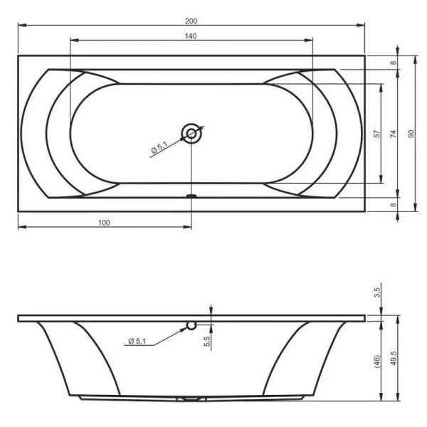 Ванна акриловая Riho Lima B054001005 200х90 см прямоугольная - фото 2