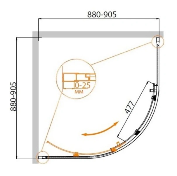 Душевой уголок Cezares Molveno 90х90 см стекло рифленое профиль хром - фото 2