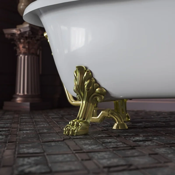 Ванна из искусственного камня Migliore Milady 185х82 см фурнитура золото - фото 3