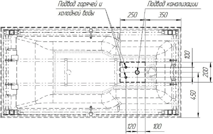Акриловая ванна Fra Grande Русильон 4-01-4-0-1-423, 180 x 90 см, рама-подставка на декоративных ножках, подголовник, белая/бронза - фото 3
