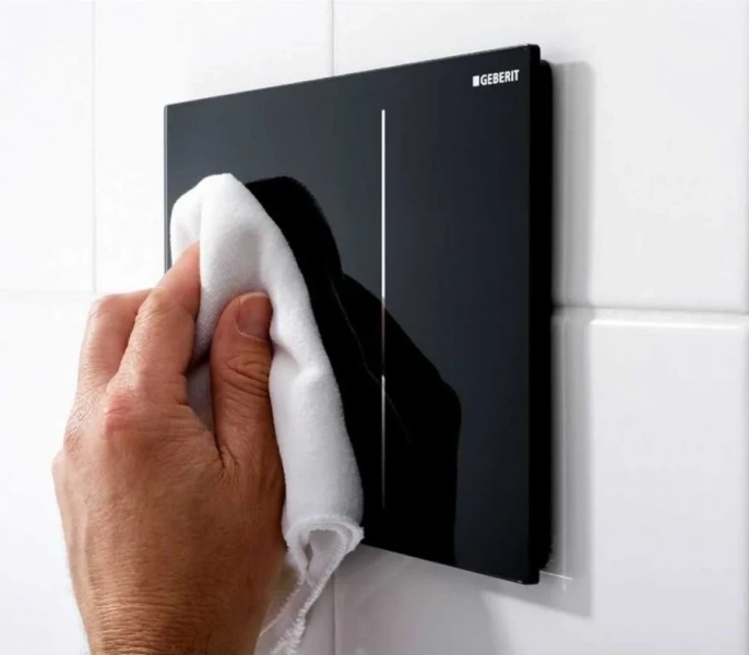 Смывная клавиша для двойного смыва, стекло, чёрный/алюминий, Geberit Sigma 70, нет в наличии index_3 - фото 8